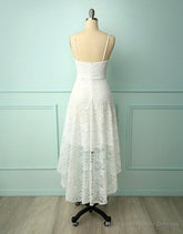 Straps V-Nevk High low Lace Party Dress